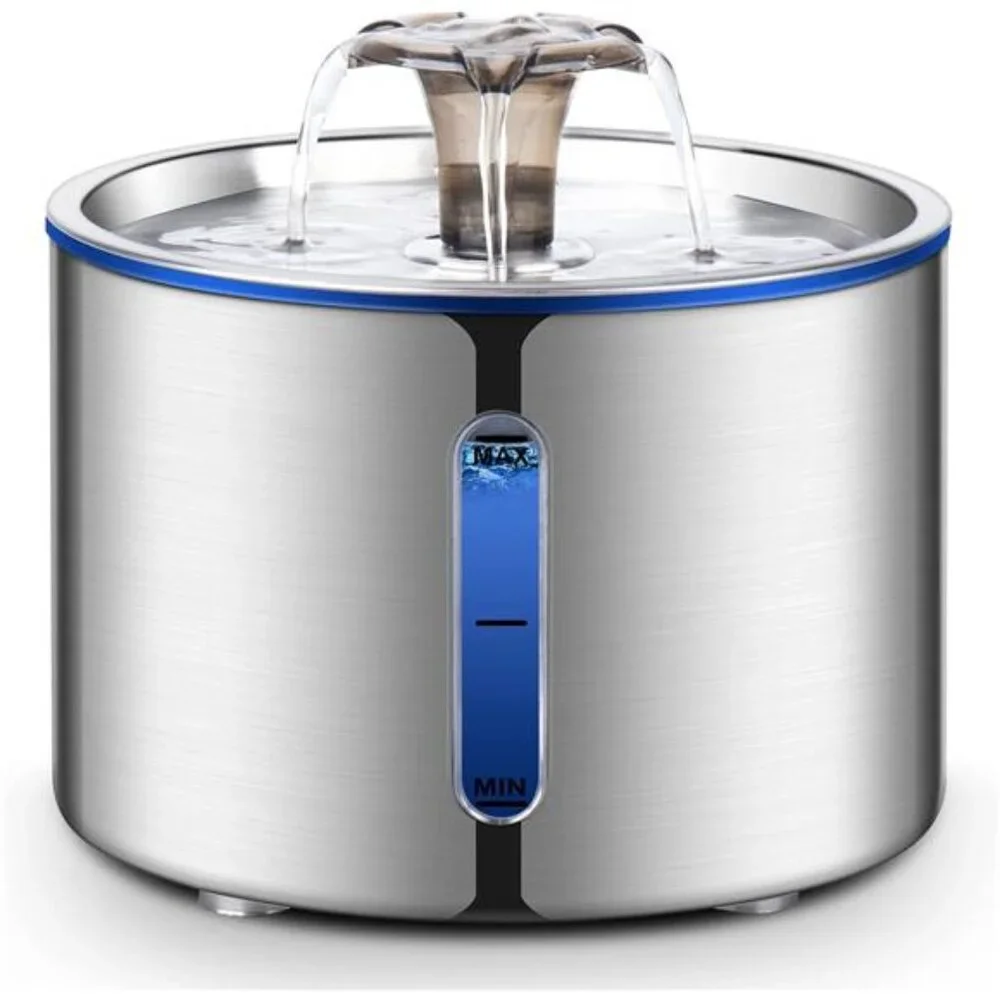 Cat Water Fountain, 84oz/2.5L Stainless Steel Pet Water Fountain, Automatic Dog
